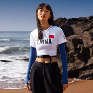Anta x Guanjun China 2022 Beijing Winter Olympics Flag Women's Short Sleeve - White